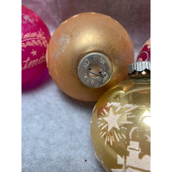 Vintage Christmas Ornament Set Assorted Designs Colors Retro Glass Baubles Holid - Picture 12 of 14